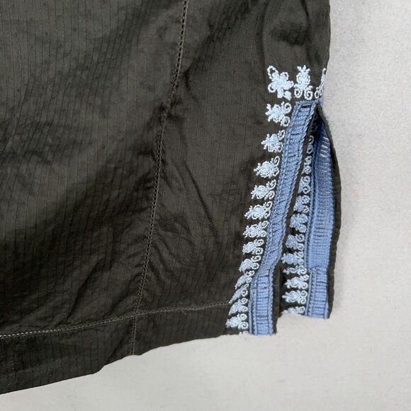 Tommy Bahama Shirt Womens 6 Grey Blue Embroidered Linen Boho Tunic Top Relax - Picture 4 of 16